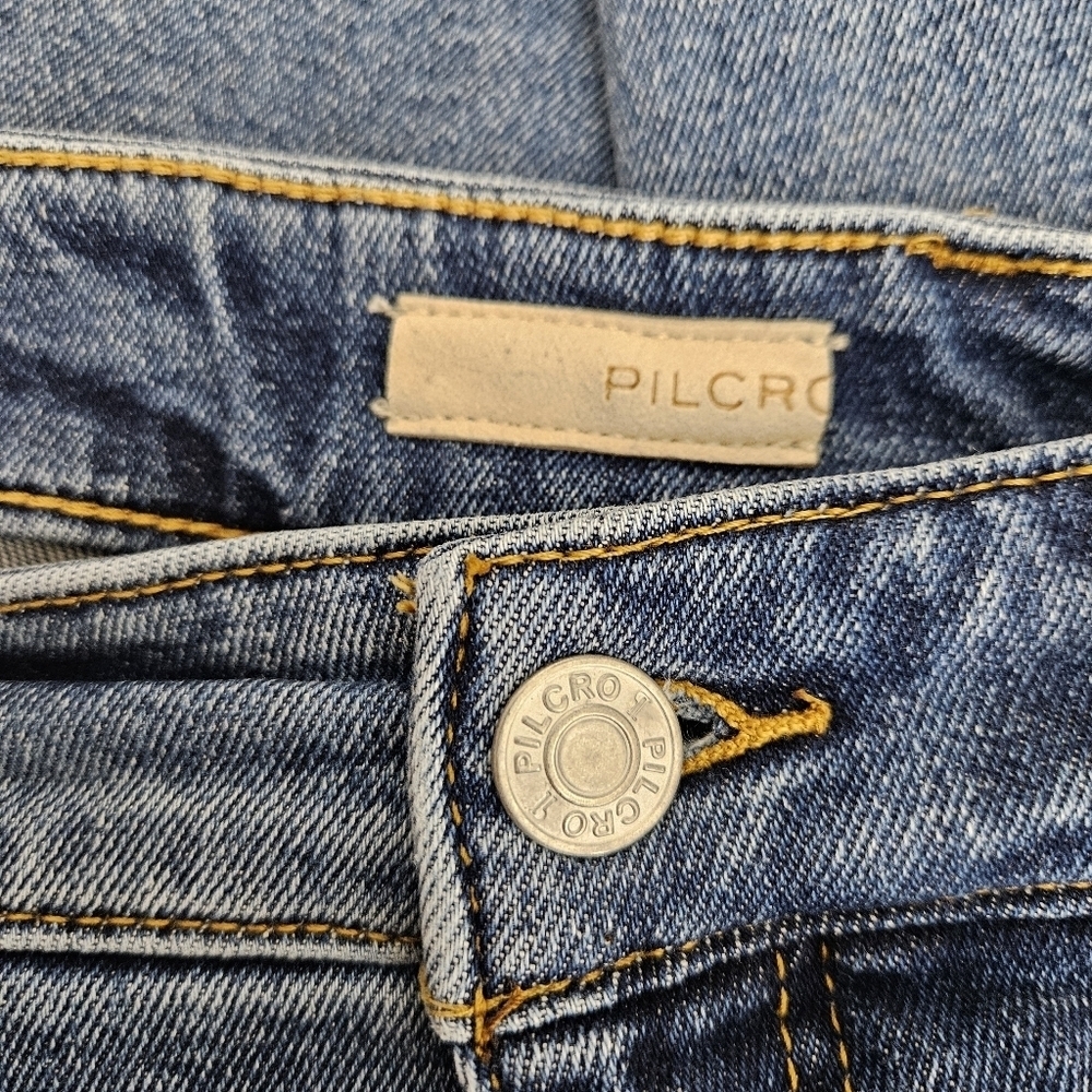 Pilcro Cigarette Slim Straight Jeans High Rise Dark Wash Distressed Denim 31 - Picture 9 of 14